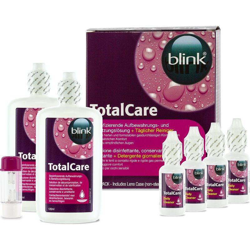 Blink TotalCare Twin Pack (2x120 ml Aufbewahrungslösung + 4x15 ml Reiniger + 1 Behälter) Aufbewahrung und Reinigung, Pfl...