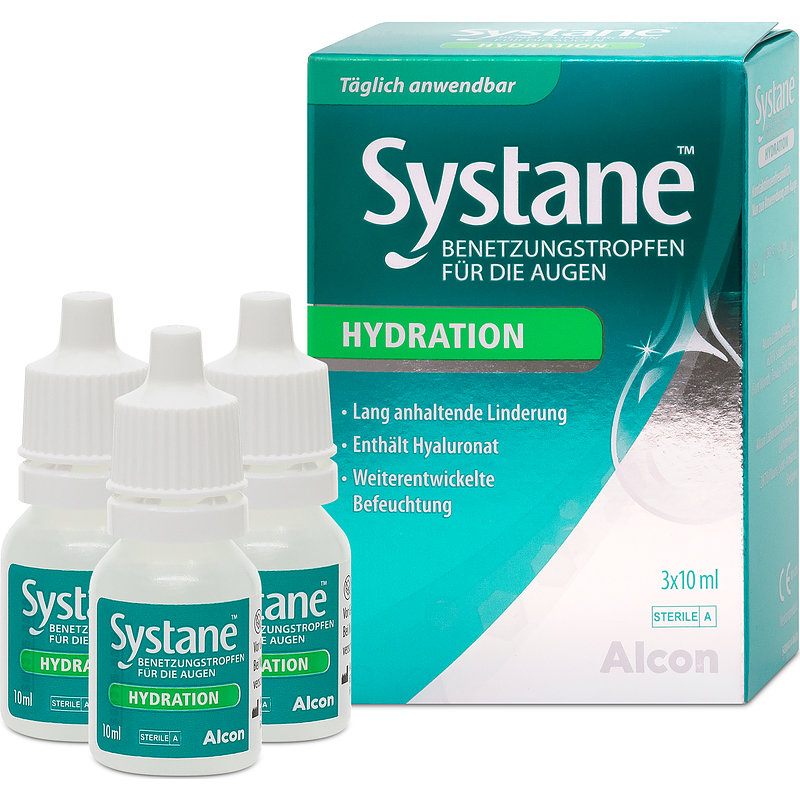 Systane Hydration 3er Set Alcon Nachbenetzung Kontaktlinsen-Pflegemittel 3x10 ml