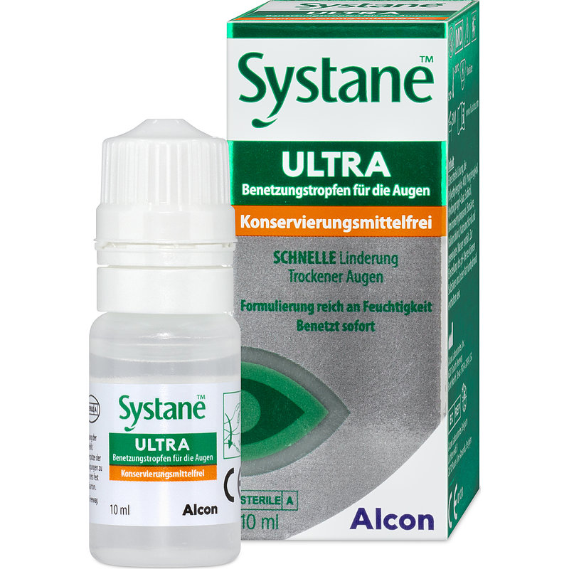 Systane Ultra Ohne Konservierungsmittel Alcon Nachbenetzung Kontaktlinsen-Pflegemittel 1x10 ml