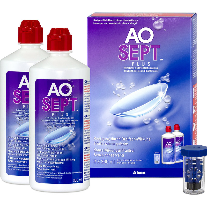 Aosept Plus 2er Set Alcon Peroxid Kontaktlinsen-Pflegemittel 2x360 ml