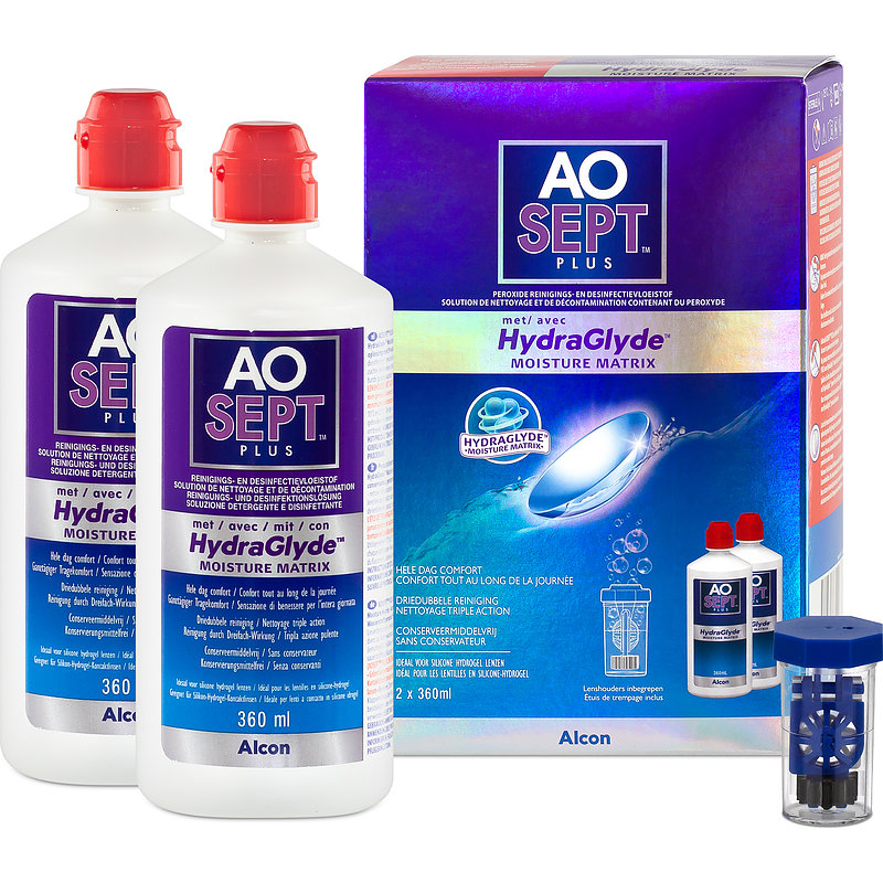 Aosept Plus Mit Hydraglyde 2er Set Alcon Peroxid Kontaktlinsen-Pflegemittel 2x360 ml