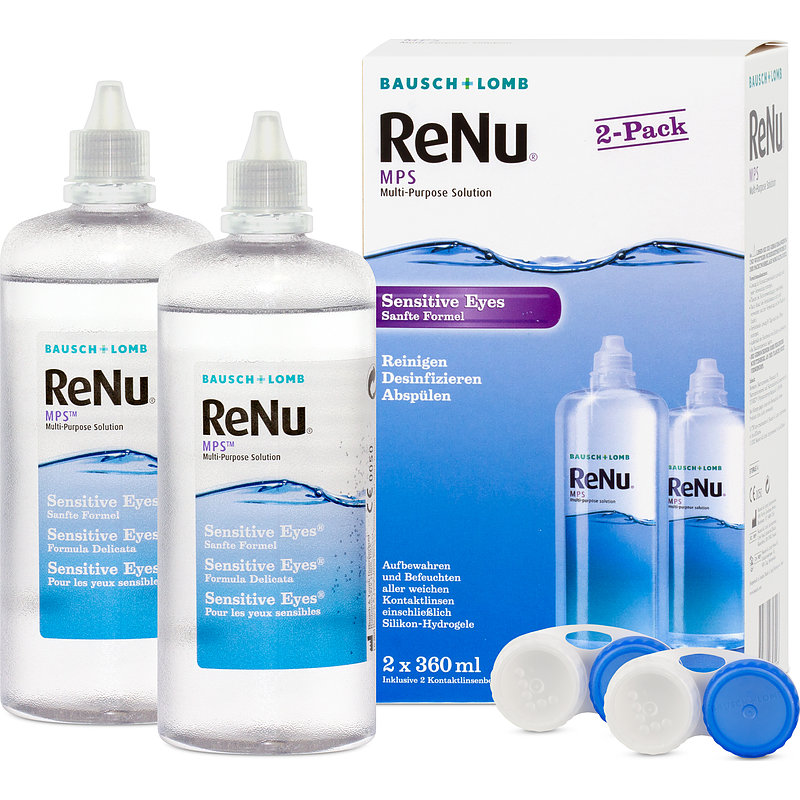 Renu Mps Sensitive Eyes 2er Set Bausch & Lomb All-in-One-System Kontaktlinsen-Pflegemittel 2x360 ml