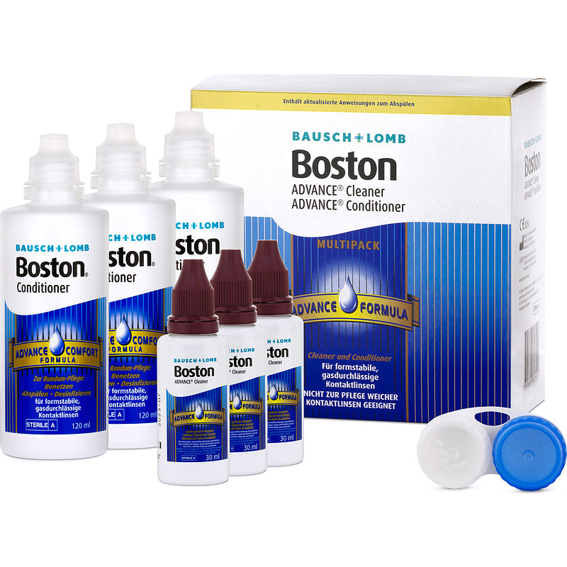 Boston Advance Multipack Bausch & Lomb Hartlinsen-Pflege Kontaktlinsen-Pflegemittel 3x120ml+3x30 ml