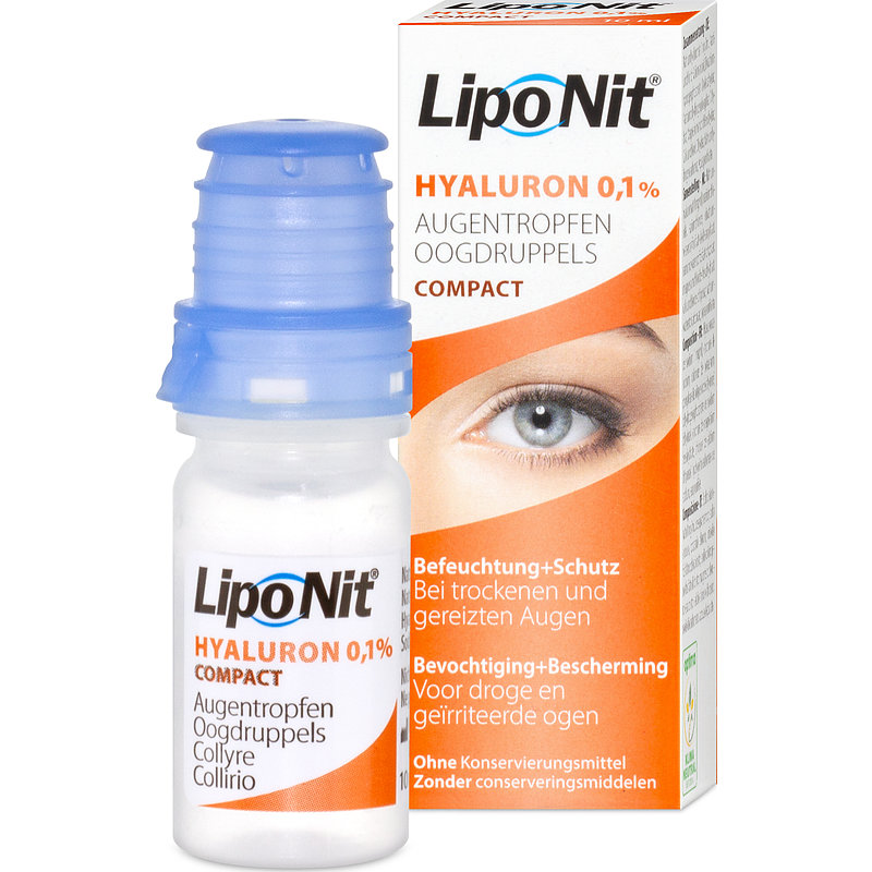 Lipo Nit Hyaluron 0,1% Compact Augentropfen Optimapharma Nachbenetzung Kontaktlinsen-Pflegemittel 1x10 ml