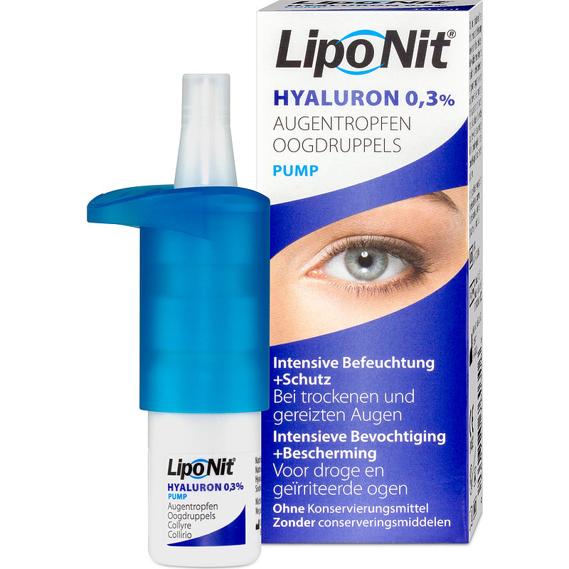 Lipo Nit Hyaluron 0,3% Pump Augentropfen Optimapharma Nachbenetzung Kontaktlinsen-Pflegemittel 1x10 ml