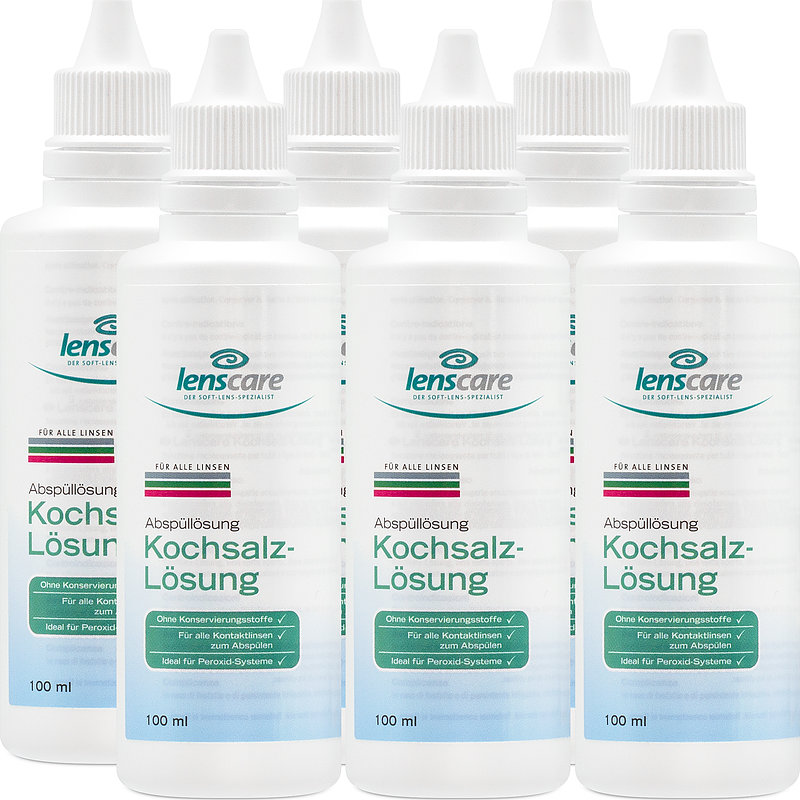 Kochsalzlösung Pocket 6er Set Lenscare Kochsalzlösung Kontaktlinsen-Pflegemittel 6x100 ml