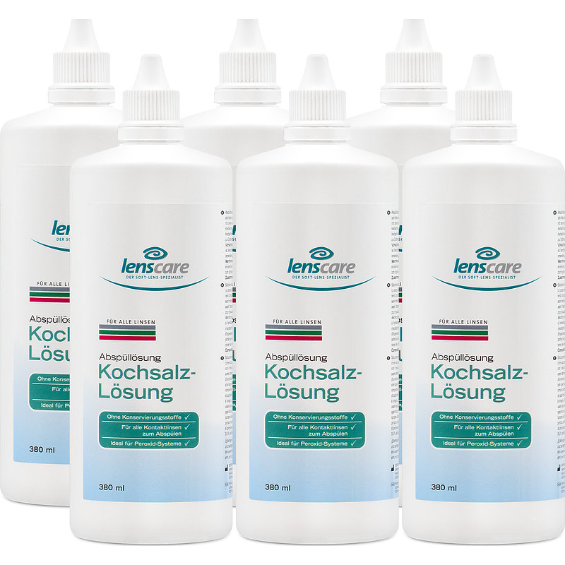 Kochsalz-lösung 6er Set Lenscare Kochsalzlösung Kontaktlinsen-Pflegemittel 6x380 ml