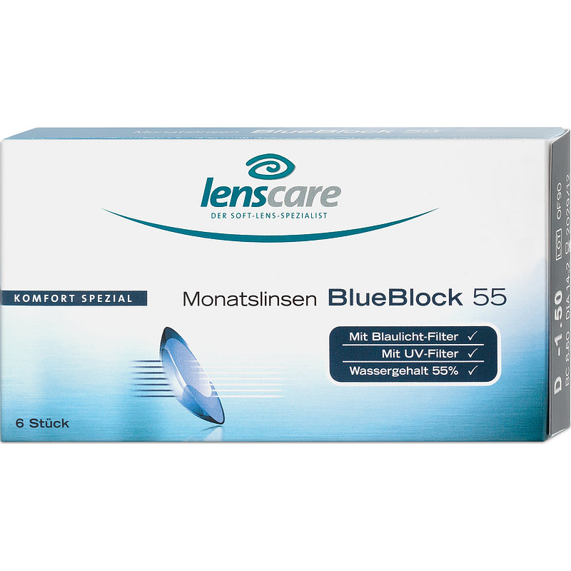 Blueblock 55 Monatslinsen 6er Box Lenscare Monatskontaktlinsen +2,00