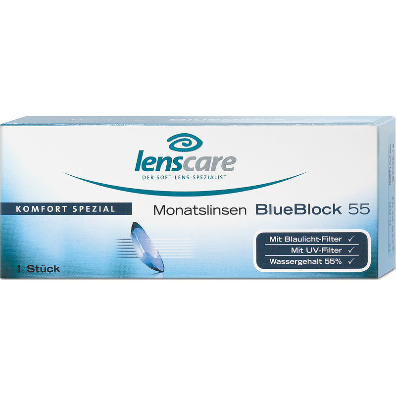 Blueblock 55 Monatslinsen Ohne Sehstärke 1er Box Lenscare Monatskontaktlinsen +2,00 - Lenscare