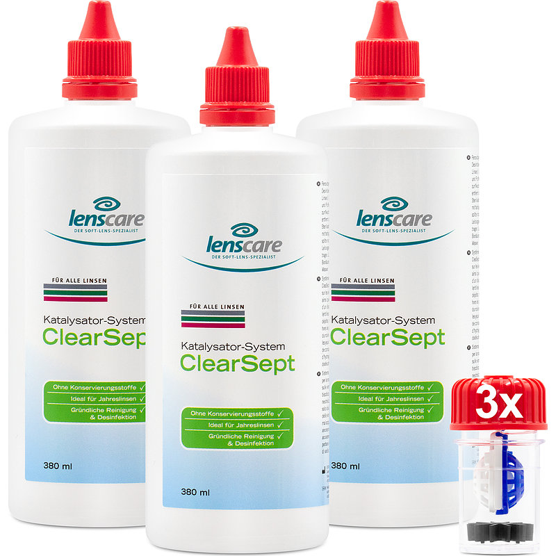 Clearsept 3er Set Lenscare Peroxid Kontaktlinsen-Pflegemittel 3x380 ml